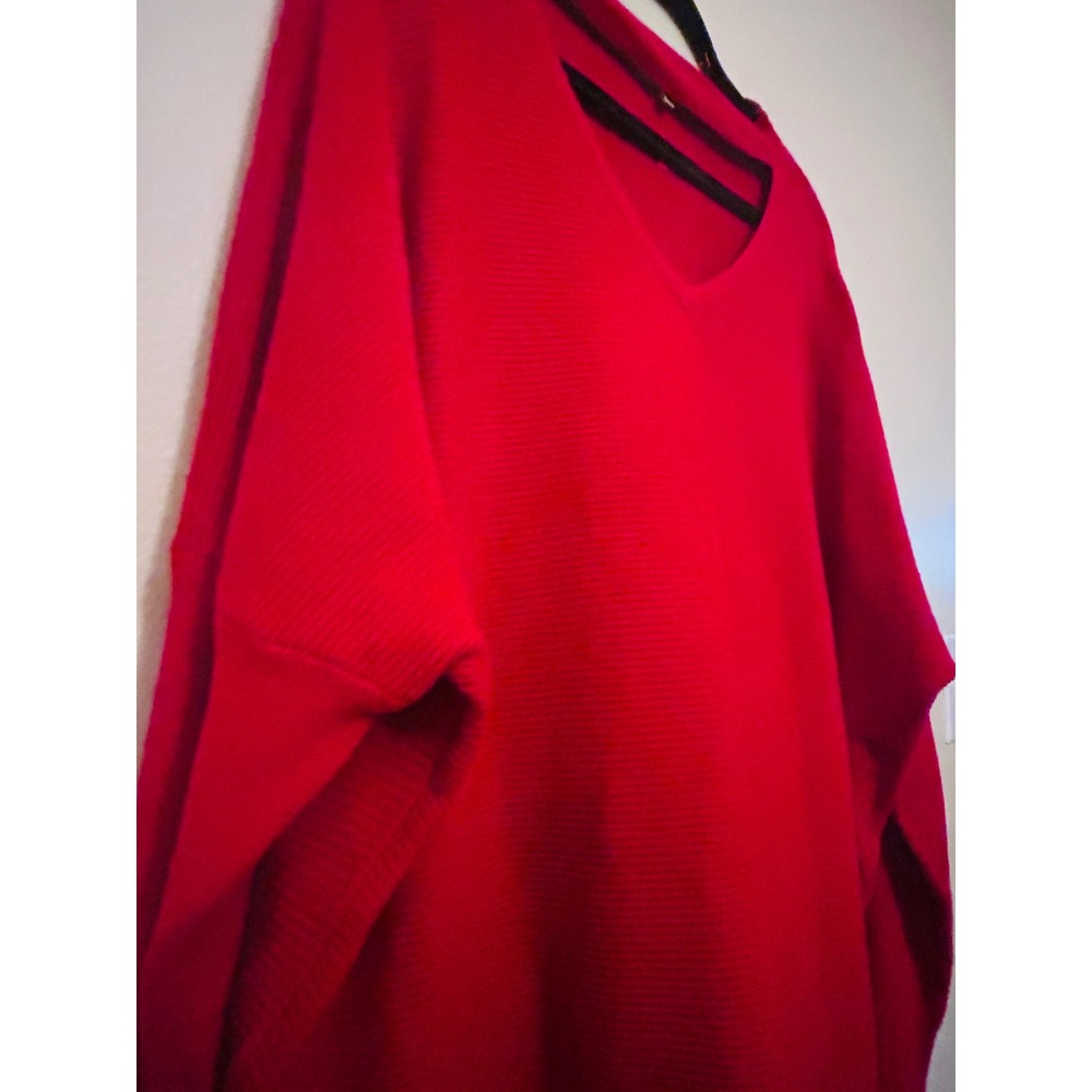 Jodifl Sweater Womens S/M Red Like New Choker V-Neck Oversized Ribbed Knit - Picture 4 of 11